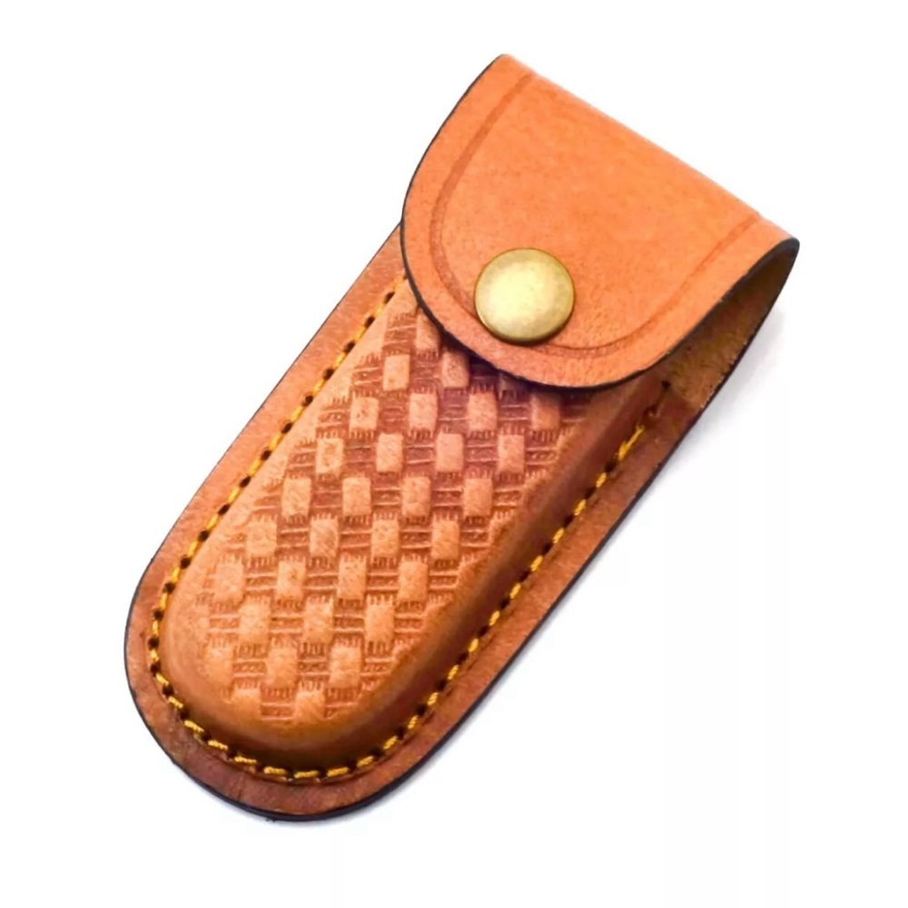 Full Grain Leather Basket Weave Light Brown Sheath